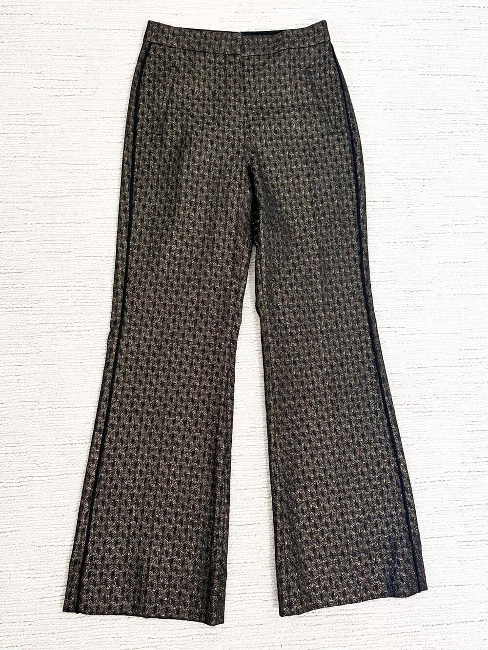 ME+EM Metallic Brocade Size 4 Black/Gold Kick Flare Pants Glam Evening Holiday